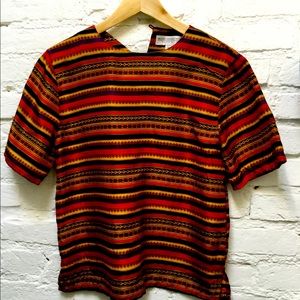 Vintage silk top with sunset colors